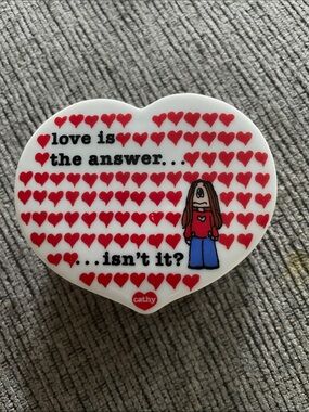 Vintage Cathy Heart Trinket Box- White w/ Red Hearts love is the answer…isn’t it